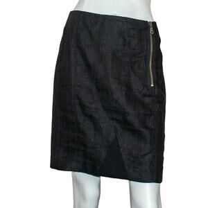 OPENING CEREMONY Black Linen Mini Skirt Zipper front Size Large